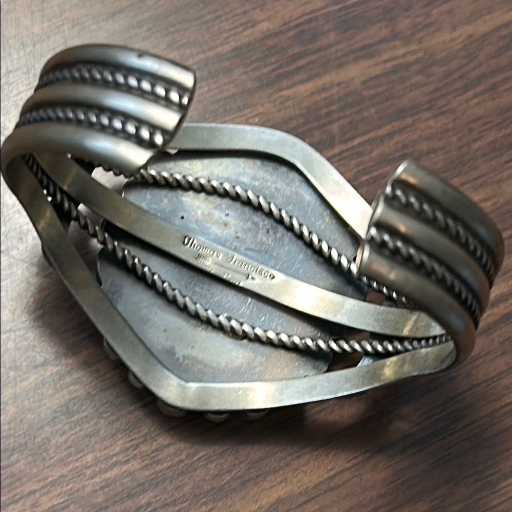 Thomas Francisco Turquoise and Spiny Oyster Cuff Bracelet - Picture 4 of 5